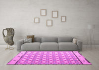 Machine Washable Abstract Pink Modern Rug, wshabs4448pnk