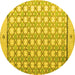 Round Machine Washable Abstract Yellow Modern Rug, wshabs4448yw