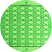 Round Abstract Green Modern Rug, abs4448grn