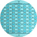 Round Abstract Light Blue Modern Rug, abs4448lblu