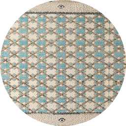 Round Machine Washable Abstract Khaki Green Rug, wshabs4448