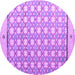 Round Machine Washable Abstract Purple Modern Area Rugs, wshabs4448pur