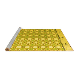 Sideview of Machine Washable Abstract Yellow Modern Rug, wshabs4448yw