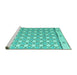 Sideview of Machine Washable Abstract Turquoise Modern Area Rugs, wshabs4448turq