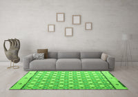 Machine Washable Abstract Green Modern Rug, wshabs4448grn