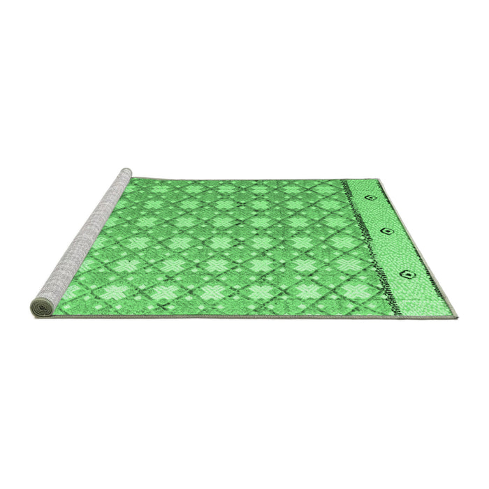 Sideview of Machine Washable Abstract Emerald Green Modern Area Rugs, wshabs4448emgrn