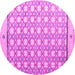 Round Machine Washable Abstract Pink Modern Rug, wshabs4448pnk