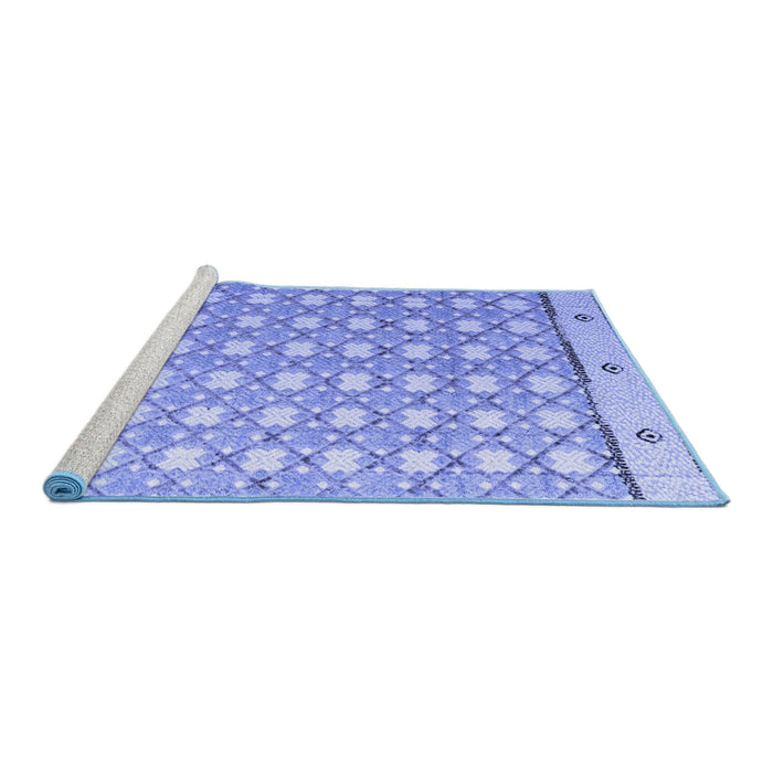 Sideview of Machine Washable Abstract Blue Modern Rug, wshabs4448blu