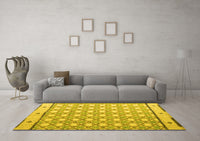 Machine Washable Abstract Yellow Modern Rug, wshabs4448yw