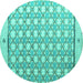 Round Machine Washable Abstract Turquoise Modern Area Rugs, wshabs4448turq