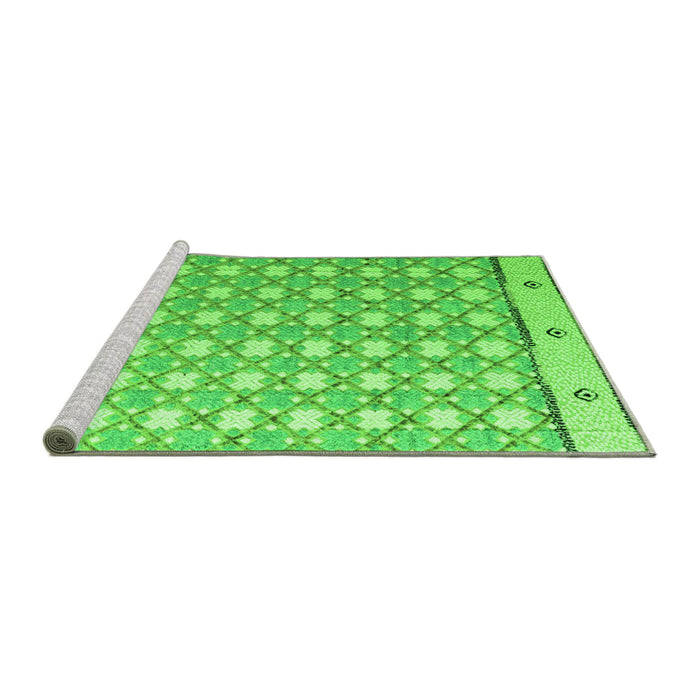 Sideview of Machine Washable Abstract Green Modern Area Rugs, wshabs4448grn