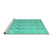 Sideview of Machine Washable Abstract Turquoise Modern Area Rugs, wshabs4449turq