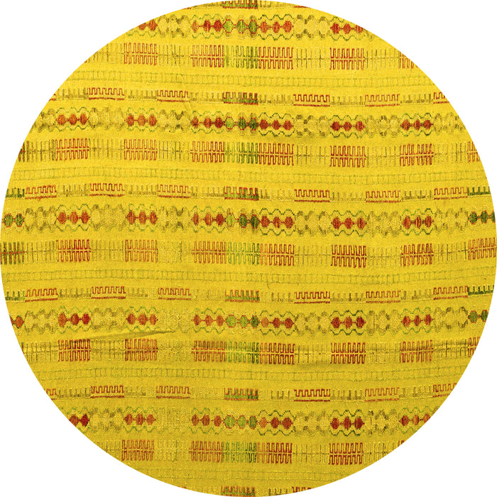 Round Abstract Yellow Modern Rug, abs4449yw