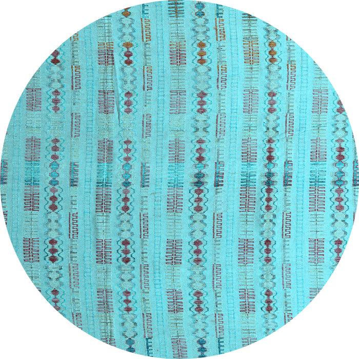 Round Machine Washable Abstract Light Blue Modern Rug, wshabs4449lblu