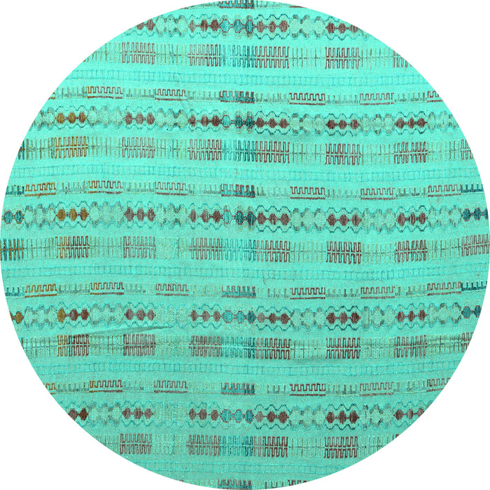 Round Abstract Turquoise Modern Rug, abs4449turq
