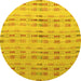 Round Machine Washable Abstract Yellow Modern Rug, wshabs4449yw