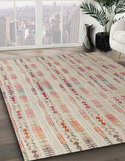 Machine Washable Abstract Tan Brown Rug in a Family Room, wshabs4449