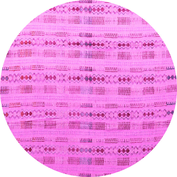 Round Machine Washable Abstract Pink Modern Rug, wshabs4449pnk