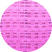 Round Machine Washable Abstract Pink Modern Rug, wshabs4449pnk