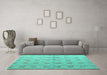 Machine Washable Abstract Turquoise Modern Area Rugs in a Living Room,, wshabs4449turq