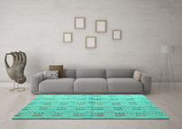 Machine Washable Abstract Turquoise Modern Rug, wshabs4449turq