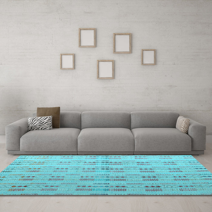 Machine Washable Abstract Light Blue Modern Rug in a Living Room, wshabs4449lblu