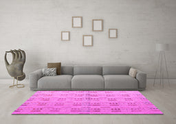 Machine Washable Abstract Pink Modern Rug in a Living Room, wshabs4449pnk