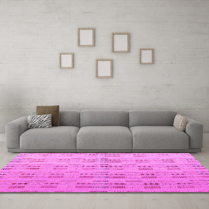 Machine Washable Abstract Pink Modern Rug in a Living Room, wshabs4449pnk