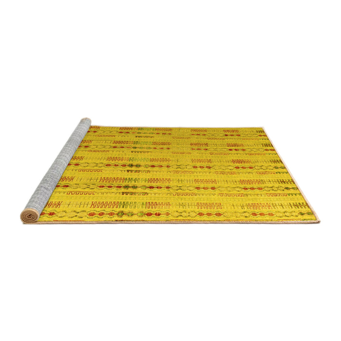 Sideview of Machine Washable Abstract Yellow Modern Rug, wshabs4449yw