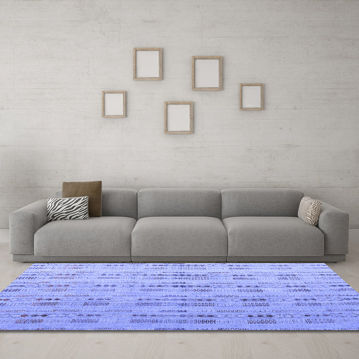 Machine Washable Abstract Blue Modern Rug in a Living Room, wshabs4449blu
