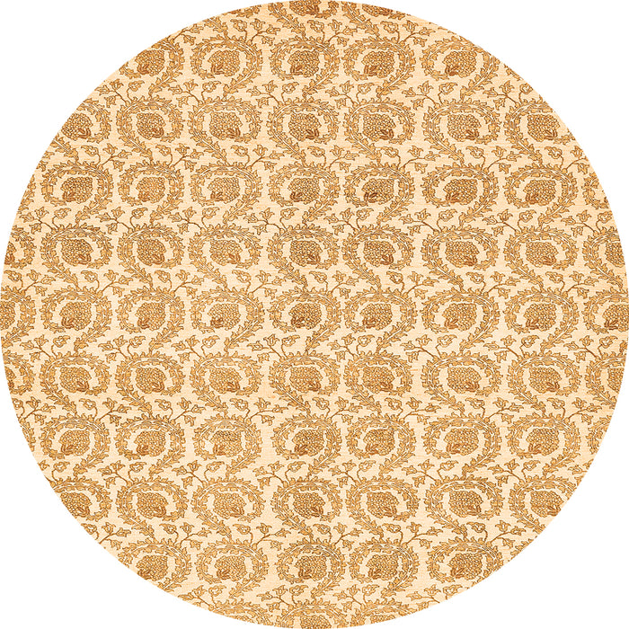 Round Machine Washable Abstract Orange Modern Area Rugs, wshabs444org