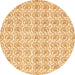 Round Machine Washable Abstract Orange Modern Area Rugs, wshabs444org