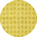 Round Abstract Yellow Modern Rug, abs444yw