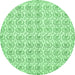 Round Machine Washable Abstract Emerald Green Modern Area Rugs, wshabs444emgrn