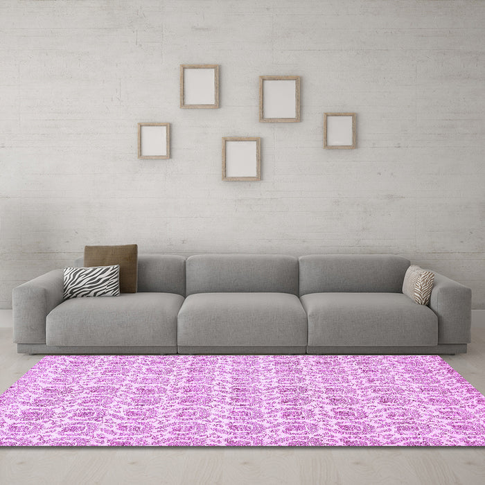 Machine Washable Abstract Purple Modern Area Rugs in a Living Room, wshabs444pur