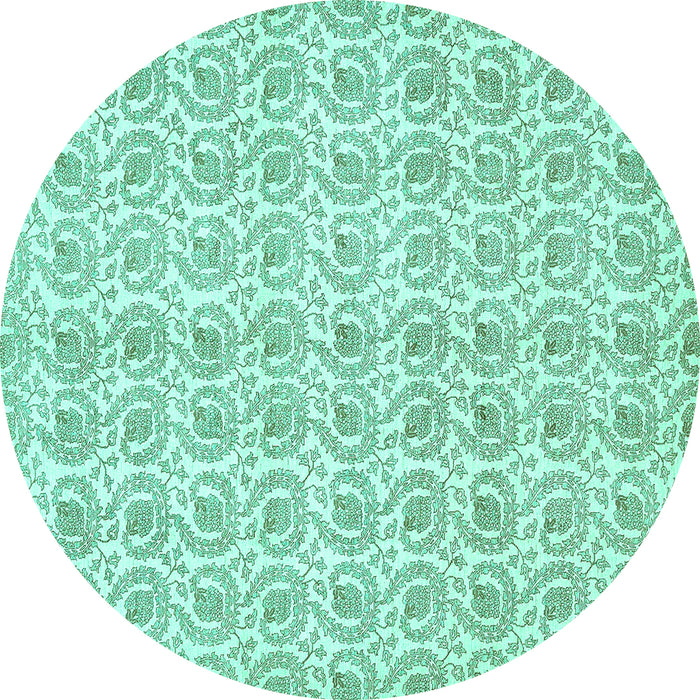 Round Abstract Turquoise Modern Rug, abs444turq