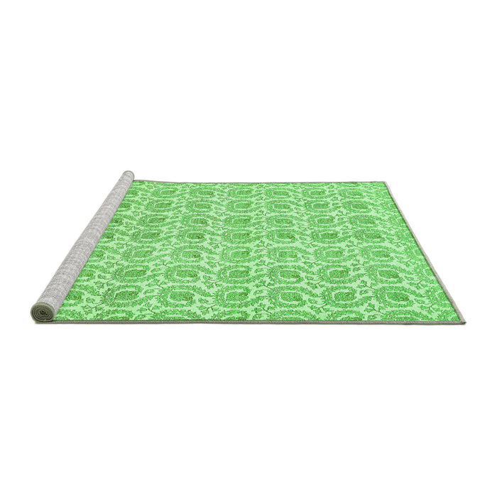 Sideview of Machine Washable Abstract Green Modern Area Rugs, wshabs444grn