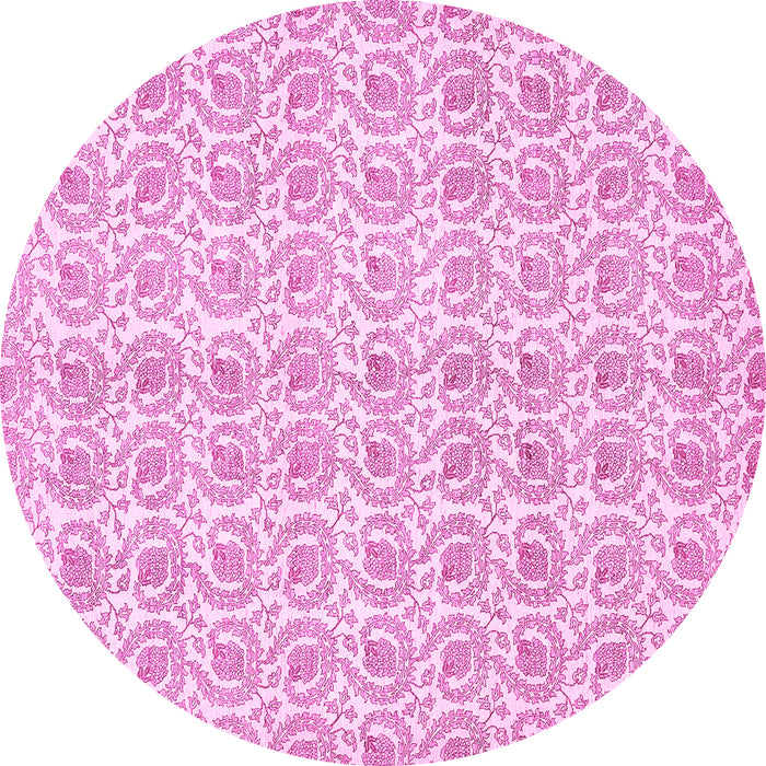 Round Machine Washable Abstract Pink Modern Rug, wshabs444pnk
