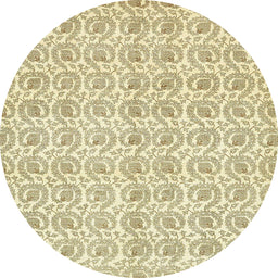 Round Machine Washable Abstract Brass Green Rug, wshabs444