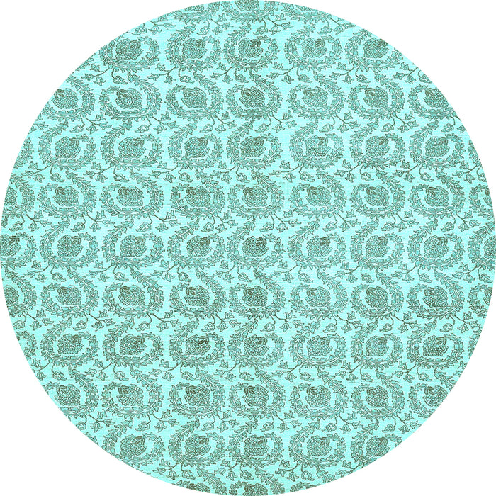 Round Abstract Light Blue Modern Rug, abs444lblu