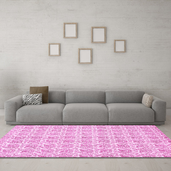 Machine Washable Abstract Pink Modern Rug in a Living Room, wshabs444pnk