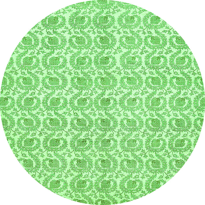 Round Machine Washable Abstract Green Modern Area Rugs, wshabs444grn
