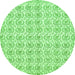 Round Machine Washable Abstract Green Modern Area Rugs, wshabs444grn