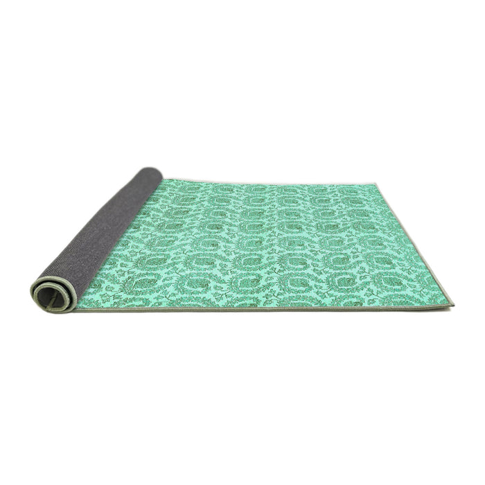 Sideview of Abstract Turquoise Modern Rug, abs444turq