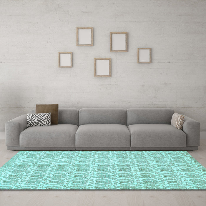 Machine Washable Abstract Light Blue Modern Rug in a Living Room, wshabs444lblu