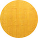 Round Abstract Yellow Modern Rug, abs4450yw