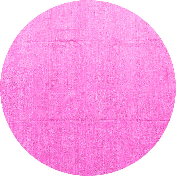 Round Machine Washable Abstract Pink Modern Rug, wshabs4450pnk