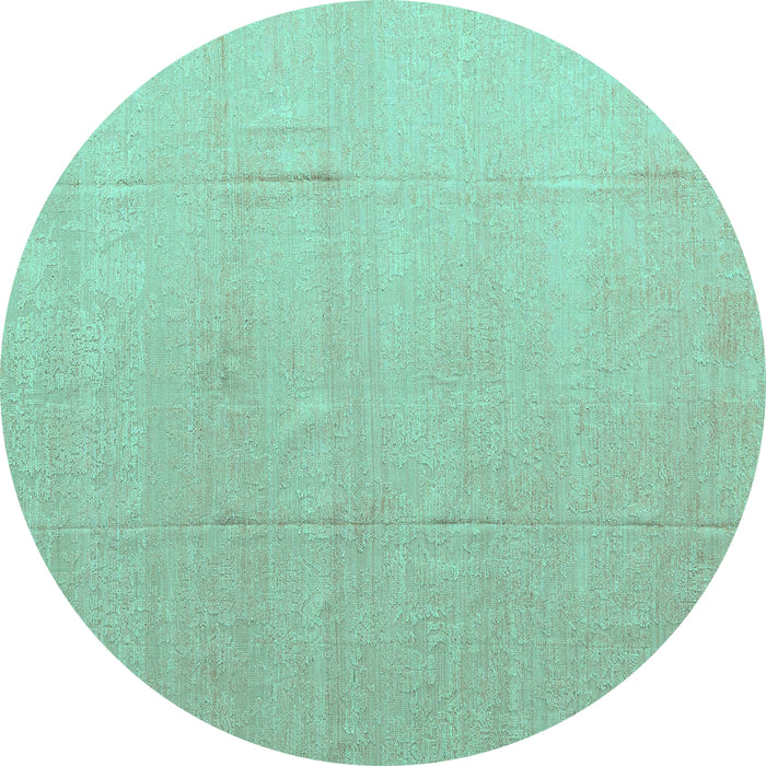 Round Abstract Turquoise Modern Rug, abs4450turq