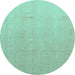 Round Abstract Turquoise Modern Rug, abs4450turq