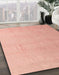 Abstract Light Salmon Pink Modern Rug in Family Room, abs4450